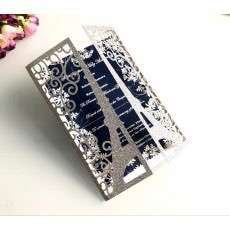 European Wedding Invitation Laser  Cut Paper Tower Shape